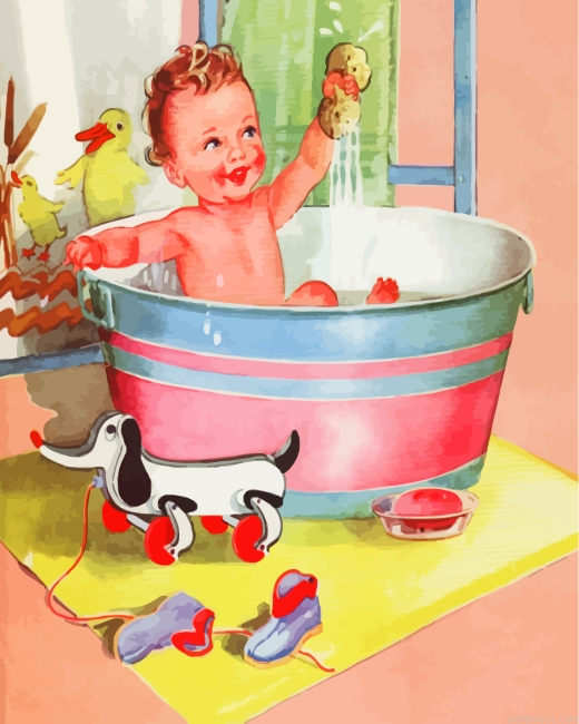Baby Bathing Painting By Numberss.png