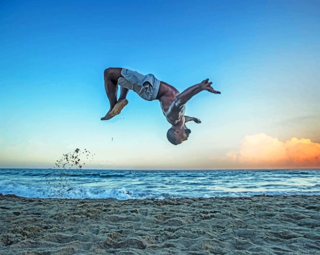 Back Flip In The Beach Seascapes Painting By Numberss.png