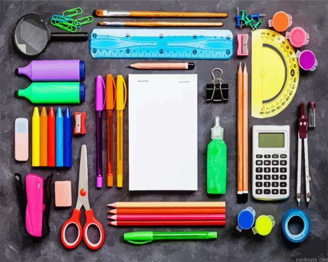 Back To School Supplies Painting By Numberss.png
