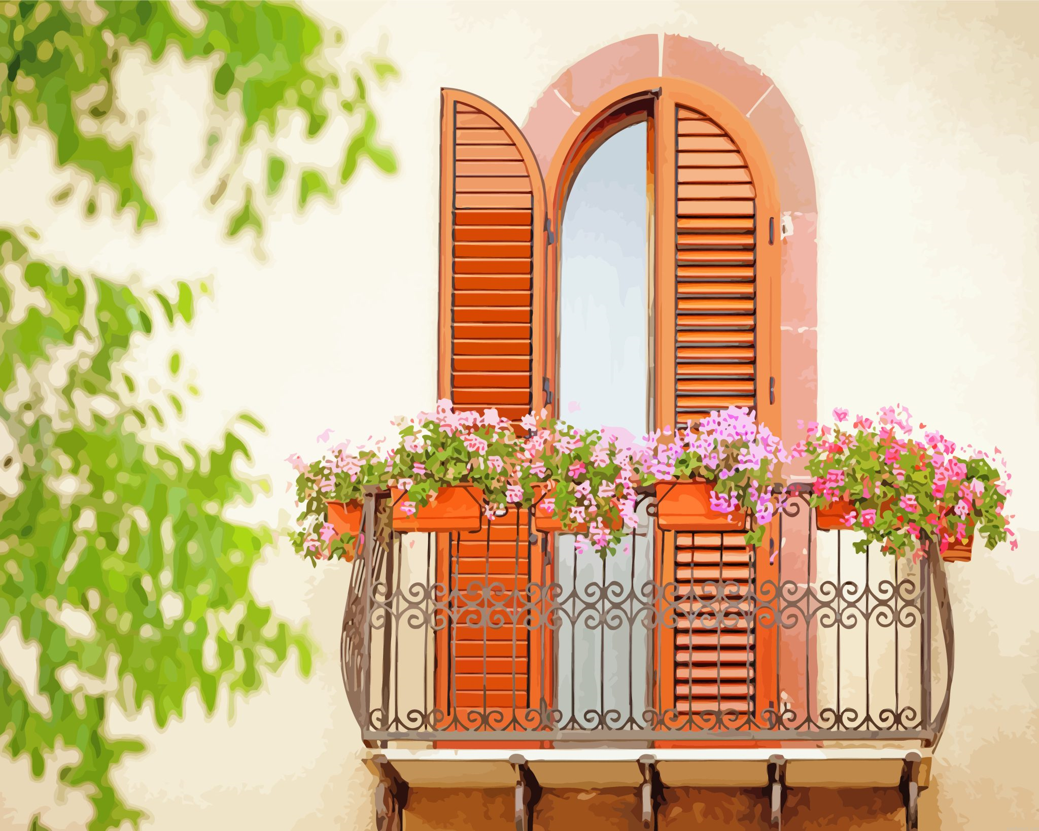 Balcony With Flowers Painting By Numberss.png