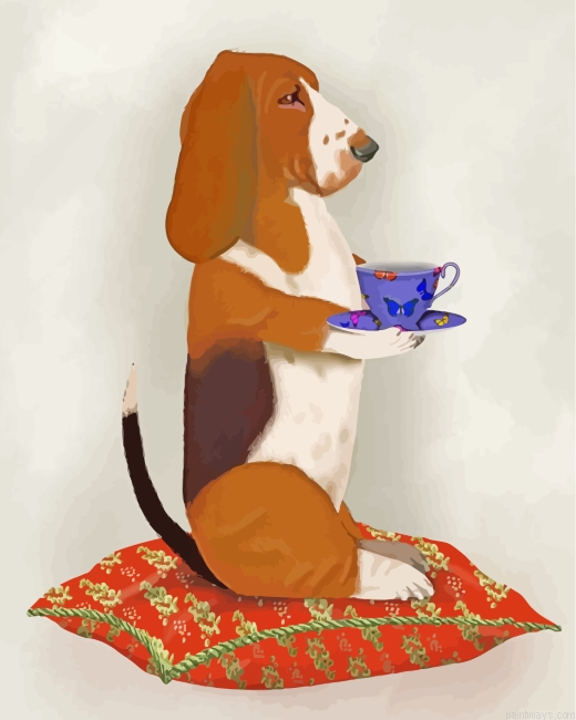 Basset Taking Tea Painting By Numberss.png