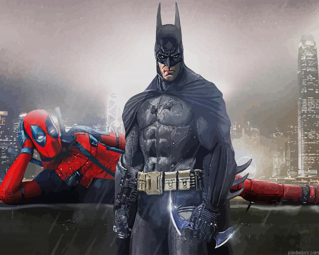 Batman With Deadpool New Painting By Numberss.png