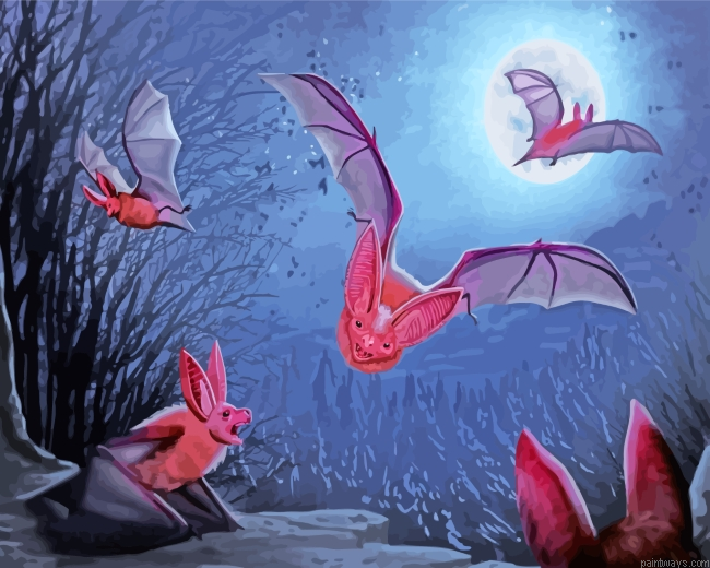Bats Moonlight Art Painting By Numberss.png