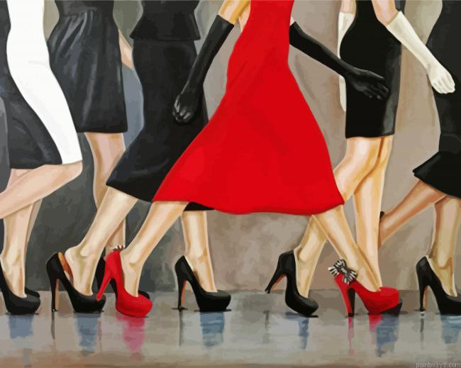 Be Different Woman In Red Shoes Painting By Numberss.png