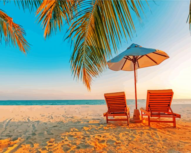 Beach Chairs And Beautiful View Painting By Numberss.png