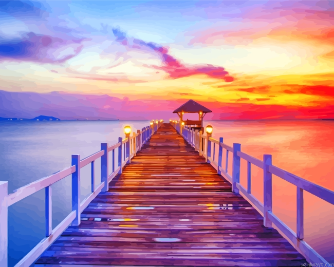 Beach Pier At Sunset Painting By Numbers.png
