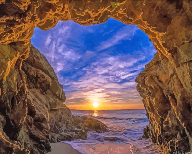 Beach Sunrise Cave Painting By Numberss.png