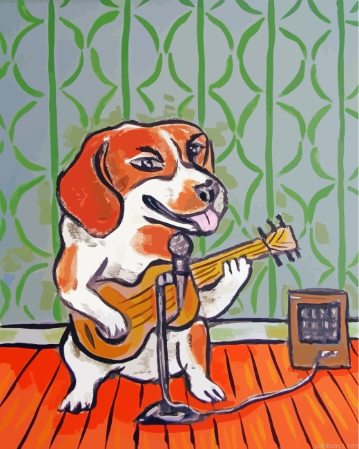 Beagle Playing Guitar Painting By Numberss.png