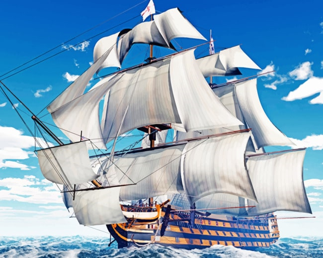 Beautiful Art Of Ship Seascape Painting By Numberss.png