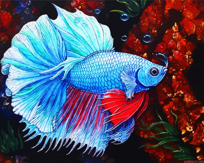 Beautiful Blue Fish Painting By Numberss.png