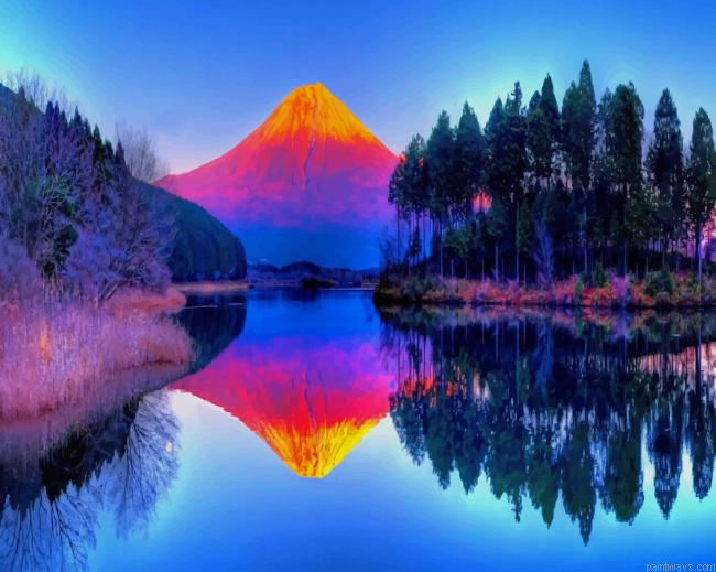 Beautiful Lakes Reflection New Painting By Numberss.png