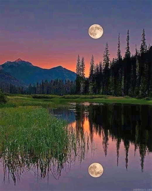 Beautiful Moon Reflect New Painting By Numberss.png