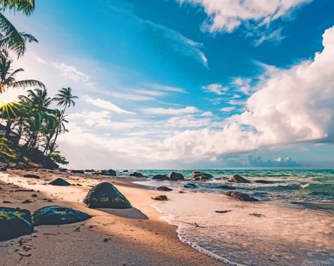 Beautiful View Of Sea Side Painting By Numberss.png