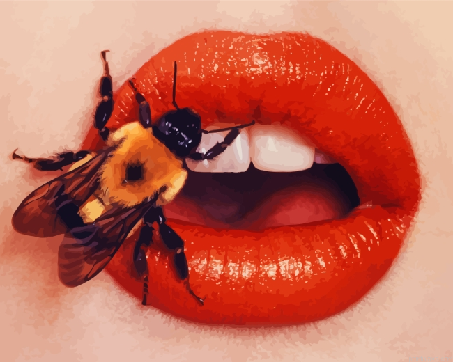 Bee On Red Lips Painting By Numberss.png
