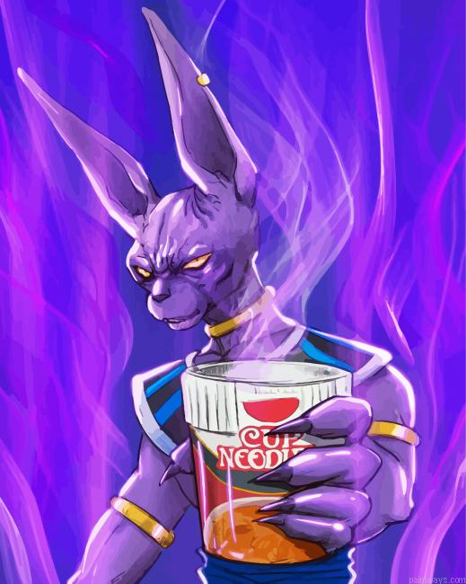 Beerus Drinking Coffee Painting By Numberss.png