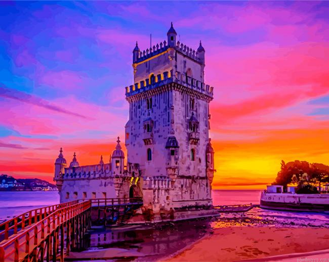 Belem Tower At Sunset Painting By Numberss.png