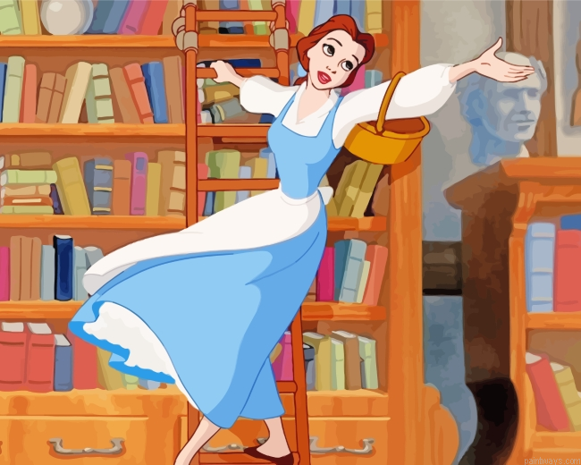 Belle In Library Painting By Numberss.png