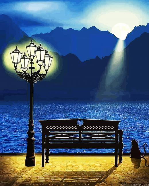Bench By Sea Painting By Numberss.png