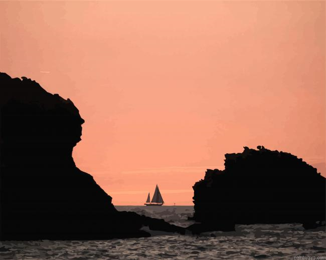 Biarritz Beach Sunset View Painting By Numberss.png