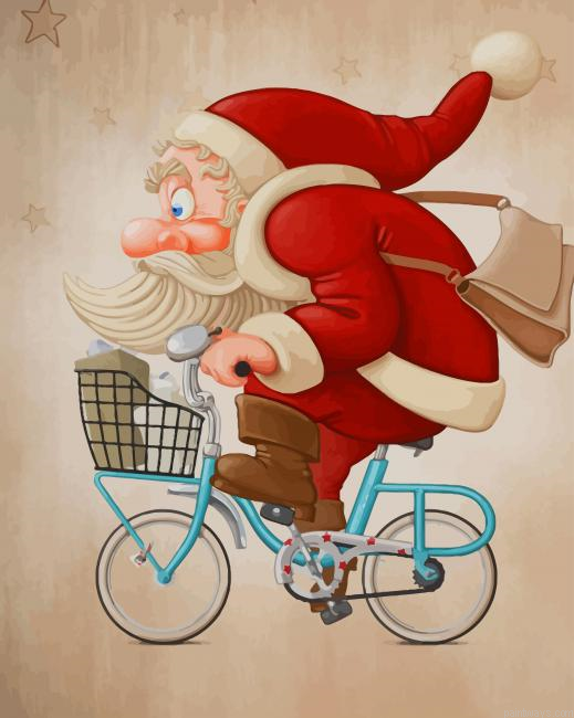 Bike Riding Santa Claus New Painting By Numberss.png