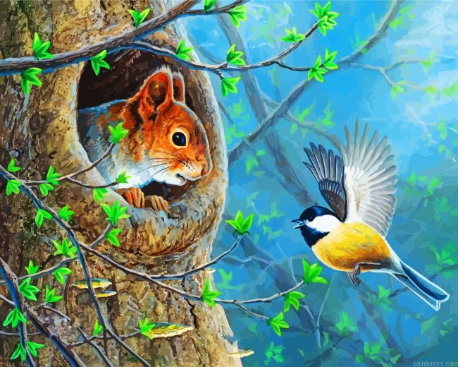 Bird And Squirrel Painting By Numbers.png