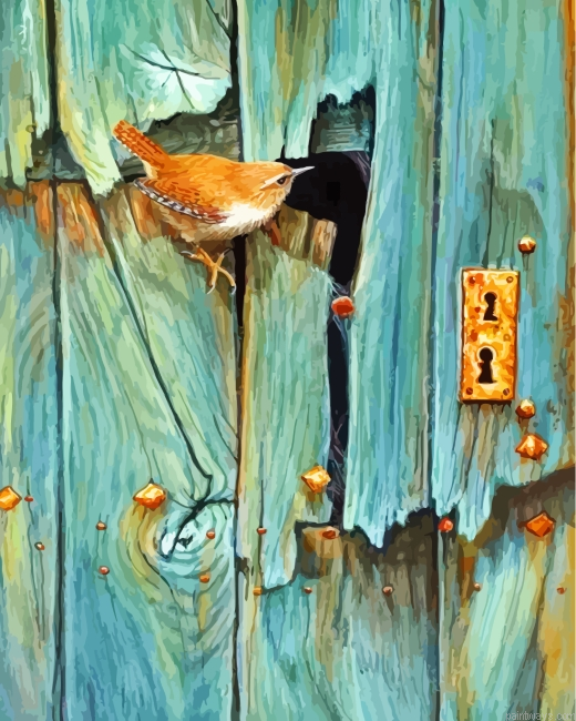 Bird On Door Painting By Numbers.png