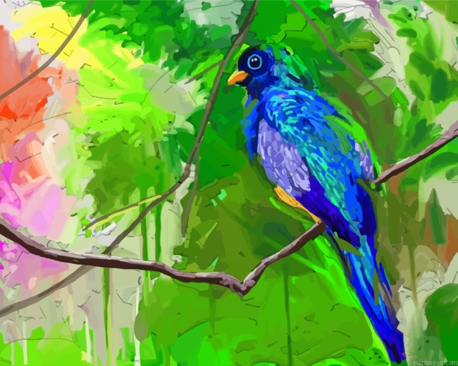 Bird On Tree Art Painting By Numbers.png