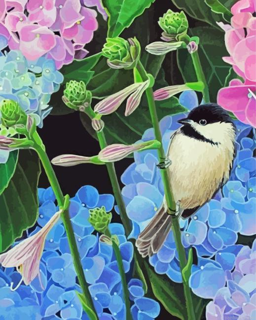 Bird With Hydrangea Painting By Numberss.png