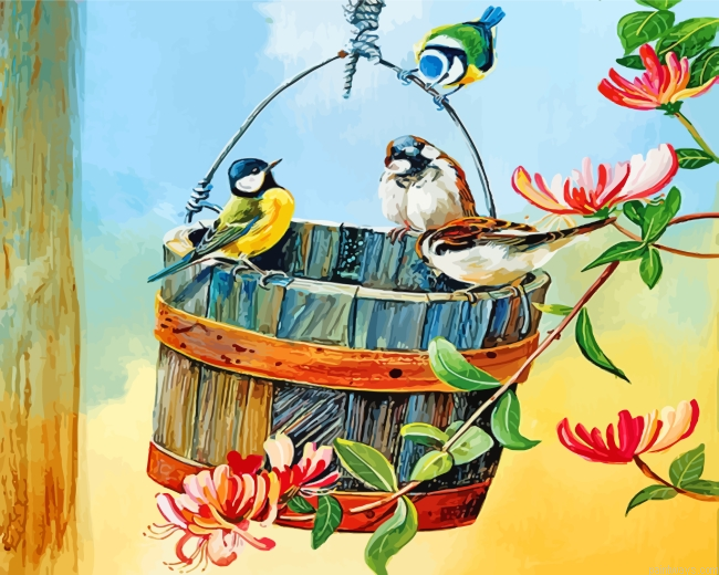 Birds On Bucket Painting By Numberss.png