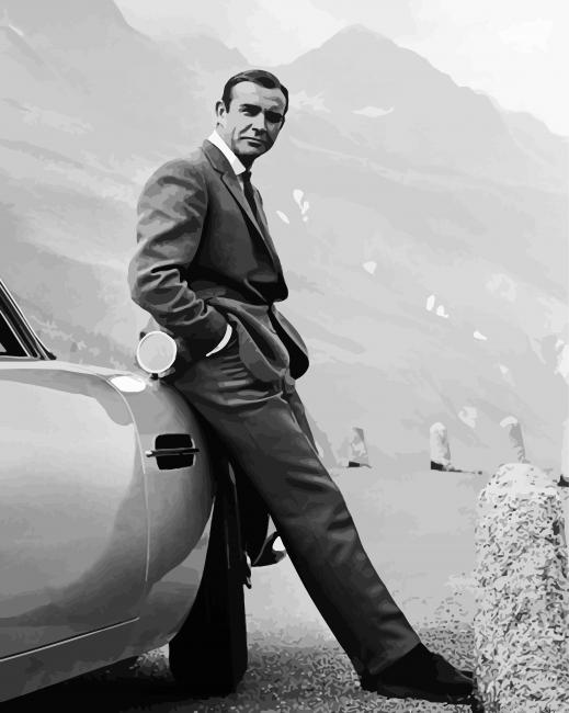 Black And White Classy Sean Connery Painting By Numberss.png