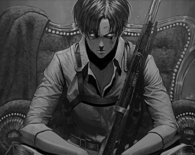 Black And White Levi Ackerman New Painting By Numberss.png
