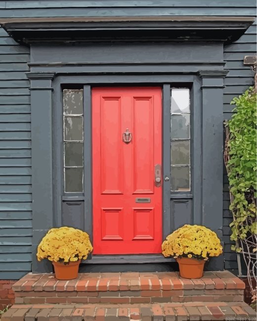 Black House Red Front Door Painting By Numbers.png