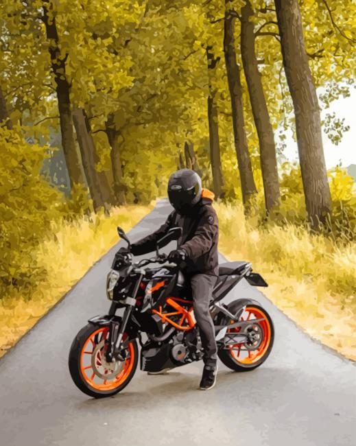 Black Motorbike In The Woods New Painting By Numberss.png