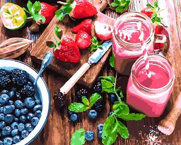 Blackberries And Strawberries Still Life Painting By Numberss.png