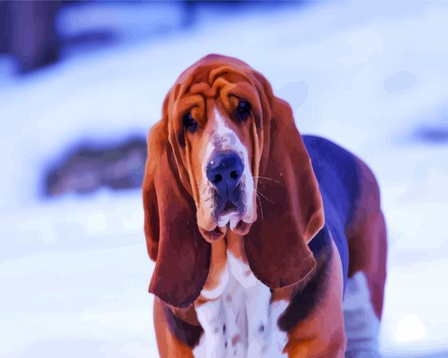 Bloodhound In Snow Painting By Numberss.png