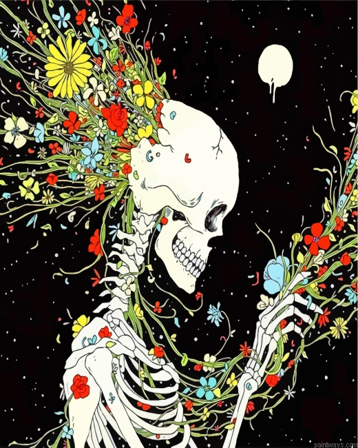 Blooming Floral Skeleton Painting By Numberss.png