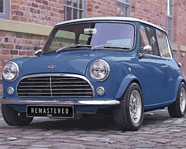 Blue Classic Mini Car Painting By Numberss.png