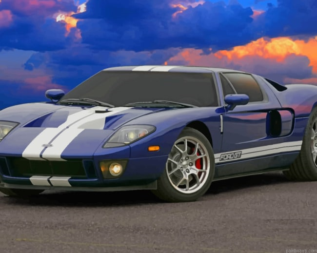 Blue Ford Car Painting By Numberss.png