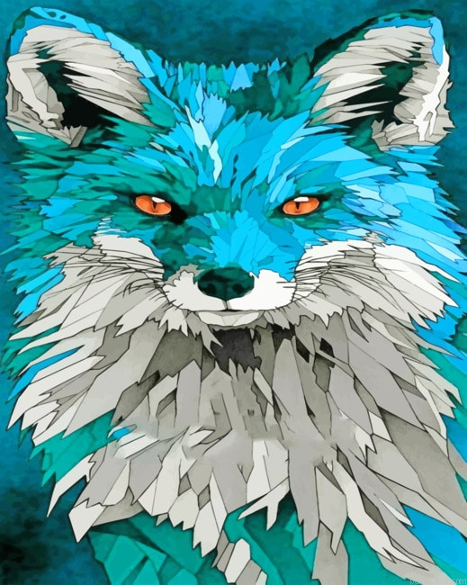 Blue Fox Art Animals Painting By Numberss.png