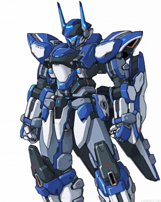 Blue Robot Anime Painting By Numberss.png