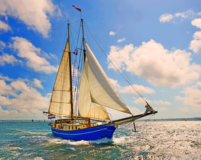 Blue Sailing Boat New Painting By Numberss.png