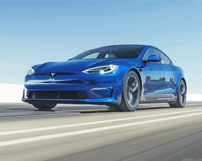 Blue Tesla Car Painting By Numbers.png