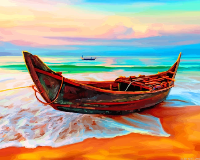 Boat By Beach Painting By Numbers.png