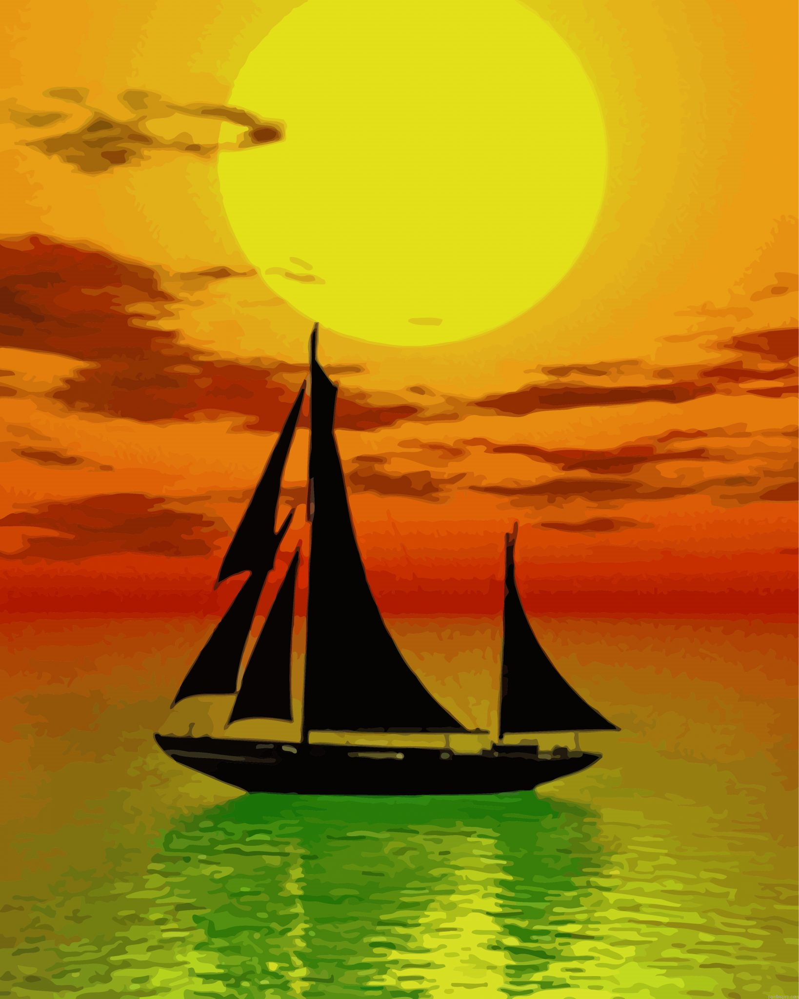 Boat Landscape Sunset Painting By Numbers.png