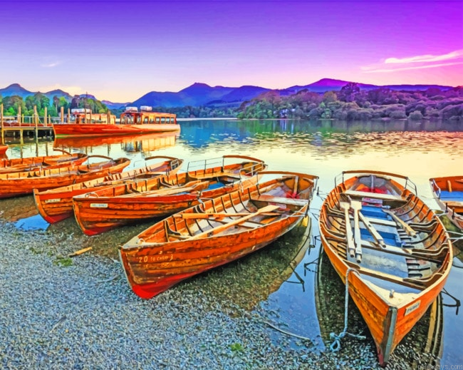 Boats In Lakeside Painting By Numberss.png