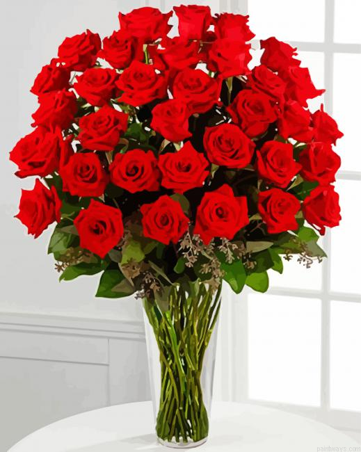 Bouquet Of Red Roses Painting By Numberss.png
