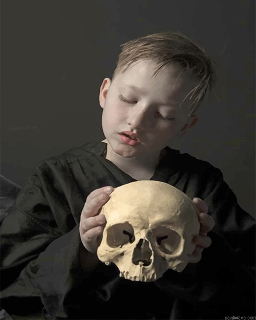 Boy With Skull Photography New Painting By Numberss.png