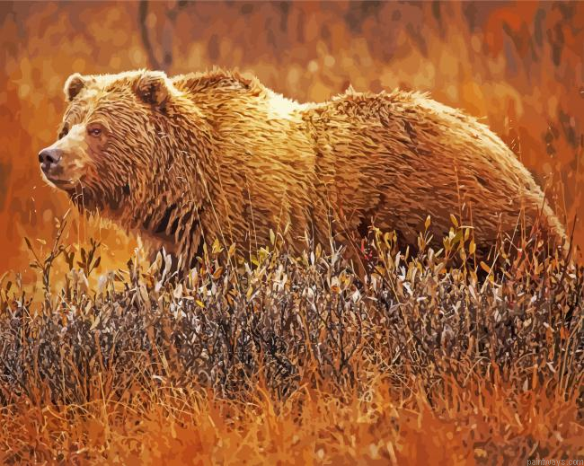 Brown Grizzly Bear Painting By Numberss.png