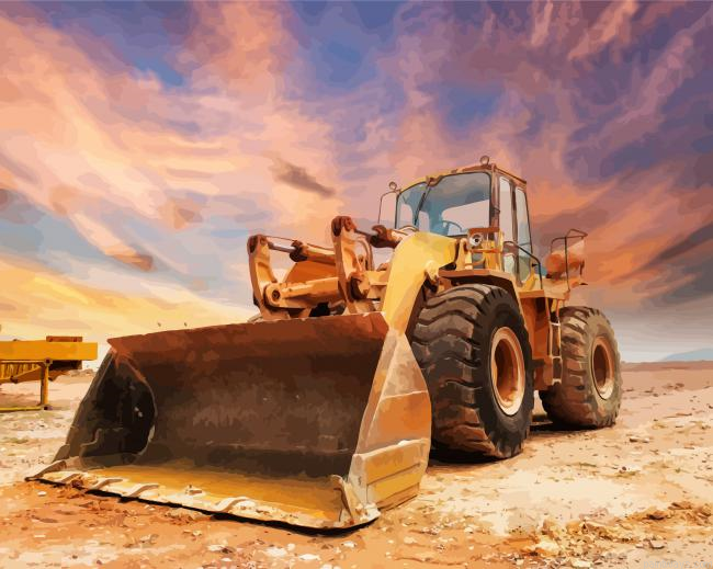 Bulldozer At Sunset Painting By Numberss.png