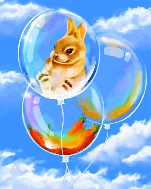 Bunny In Bubble Balloons Painting By Numbers.png